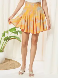 TANDUL Women Tie and Dye Pure Cotton Flared Mini Skirt