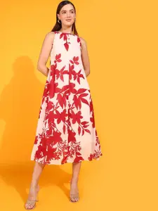 Fashfun Floral Print Georgette Fit & Flare Midi Dress