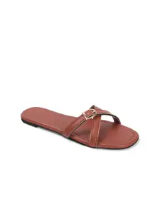 ADIVER Women Colourblocked Open Toe Flats with Bows