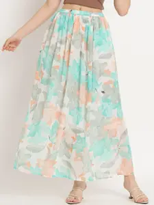 NUEVOSDAMAS Floral Printed A-Line Maxi Skirt