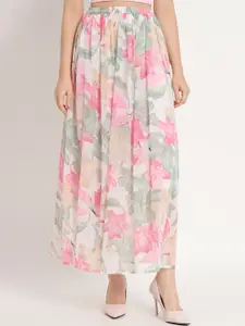 NUEVOSDAMAS Floral Printed A-Line Maxi Skirt