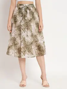 NUEVOSDAMAS Floral Printed A-Line Midi Skirt