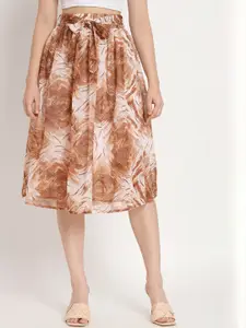 NUEVOSDAMAS Floral Printed A-Line Midi Skirt