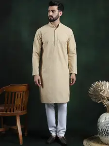SOJANYA Men Embroidered Regular Thread Work Pure Cotton Kurta with Churidar