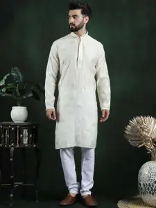 SOJANYA Men Embroidered Regular Sequinned Kurta with Churidar