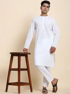 Enciger Round Neck Long Sleeves Pure Cotton Kurta with Pyjamas