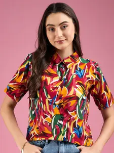 DressBerry Red Relaxed Floral Printed Casual Shirt
