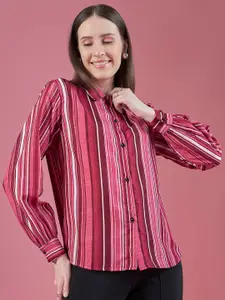 DressBerry Red Smart Striped Crepe Casual Shirt