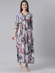 Neerus Ethnic Motifs Print Maxi Dress
