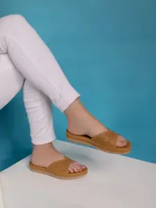 Shezone Women Colourblocked One Toe Flats with Laser Cuts