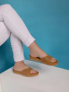 Shezone Women Colourblocked One Toe Flats with Laser Cuts