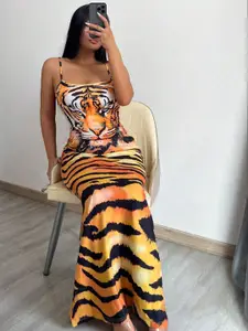 TANDUL Animal Print Maxi Dress