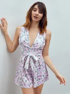 TANDUL Floral Print Fit & Flare Dress