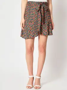 Zastraa Floral Printed A-Line Mini Skirt
