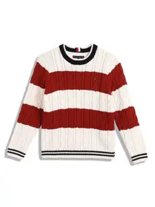 Tommy Hilfiger Girls Cable Knit Striped Pullover