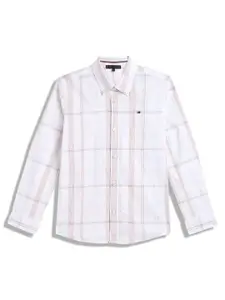 Tommy Hilfiger Boys Windowpane Checked Button Down Collar Cotton Casual Shirt