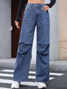 StyleCast x Revolte Women Relaxed Fit Slash Knee Light Fade Jeans