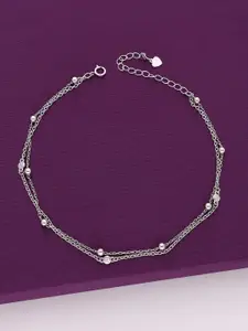 KAI JEWEL Rhodium-Plated Artificial Stones Studded Anklet