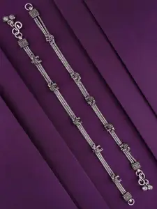 KAI JEWEL Rhodium-Plated Elephants Oxidised Anklet