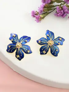 Voylla Cubic Zirconia Gold-Plated Floral Studs Earrings