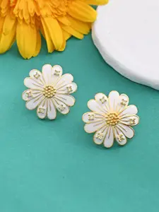Voylla Cubic Zirconia Gold-Plated Floral Studs Earrings