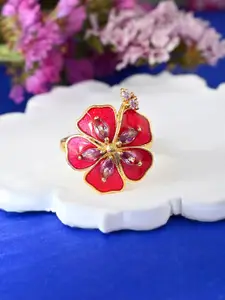 Voylla Gold-Plated CZ-Studded Finger Ring