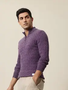 Mr Bowerbird Mock Collar Cable Knit Pullover Sweater