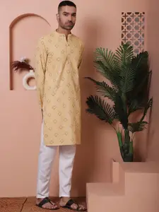 Jompers Embroidered Mandarin Collar Long Sleeves Kurta with Pyjamas