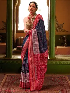 Anouk Woven Design Zari Silk Blend Ikat Saree