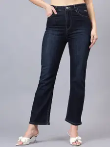 BAESD Women Comfort Regular Fit Mid-Rise Low Distress Light Fade Stretchable Jeans