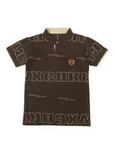 earth conscious Boys Typography Printed Mandarin Collar T-shirt