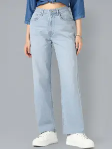 Flying Machine Women Wide Leg High-Rise Clean Look Stretchable Jeans