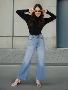 Flying Machine Women Straight Fit High-Rise Clean Look Light Fade Stretchable Jeans