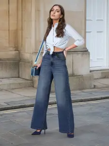 Flying Machine Women Ultra Baggy High-Rise Clean Look Light Fade Jeans