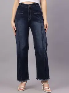 BAESD Women Comfort Straight Fit Mid-Rise Light Fade Stretchable Jeans