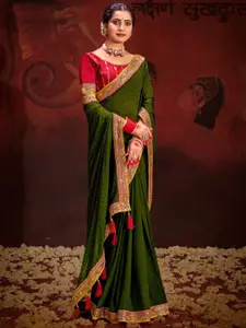 Saree mall Embellished Beads and Stones Silk Blend Sarees With Blouse Piece