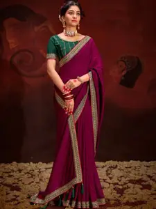 Saree mall Embellished Beads and Stones Silk Blend Sarees