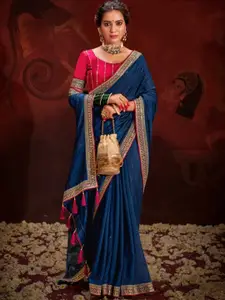 Saree mall Women Embellished Beads and Stones Silk Blend Sarees