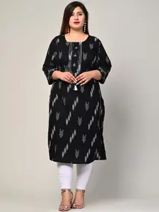 KALINI Embroidered Keyhole Neck Sequinned Floral Straight Kurta