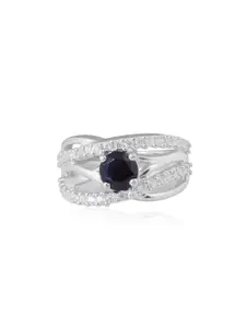 HIFLYER JEWELS 925 Sterling Silver Stone-Studded Finger Ring