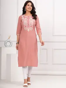 BAESD Ethnic Motifs Embroidered Thread Work Detail Cotton Straight Kurta