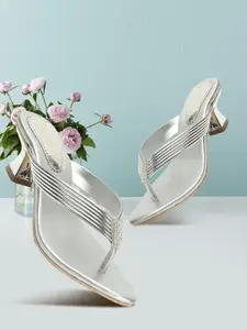 madam glorious Embellished Open Toe Kitten Sandals