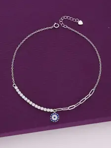 KAI JEWEL Rhodium-Plated Stones Studded Anklet