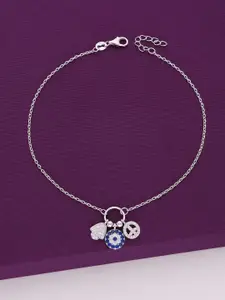 KAI JEWEL Rhodium-Plated Stones Studded Anklet