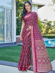 Satrani Floral Zari Silk Blend Saree
