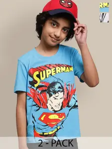 Kids Ville Boys Pack Of 2 DC Comics Printed Pure Cotton Tshirts