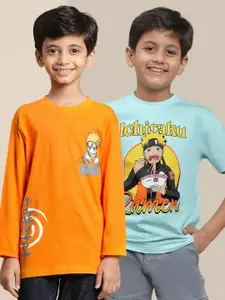 Kids Ville Boys Pack of 2 Naruto Printed Pure Cotton Round Neck Tshirt