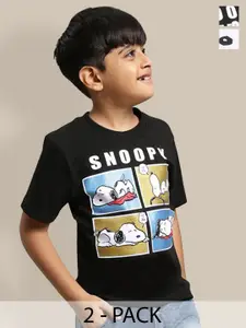 Kids Ville Pack Of 2 Peanuts Printed Pure Cotton T-Shirts