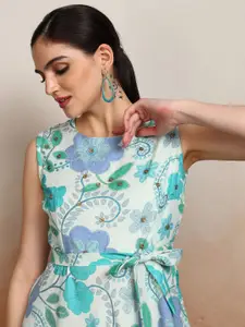 Vishudh Women Floral Print Fit & Flare Midi Dress