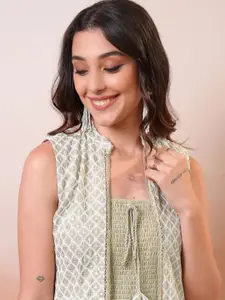 Vishudh Women Geometric Print A-Line Midi Dress